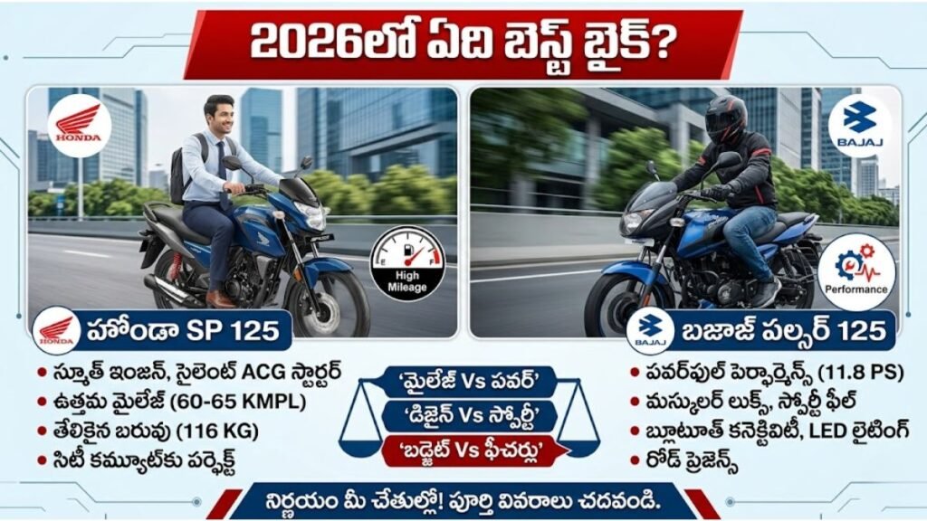 Honda SP 125 vs Bajaj Pulsar 125 Comparison Telugu