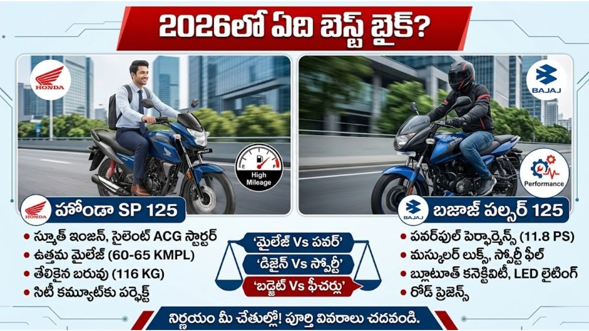 Honda SP 125 vs Bajaj Pulsar 125 Comparison Telugu