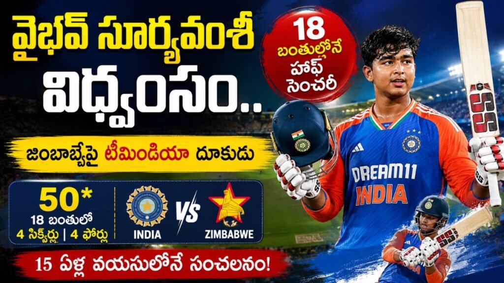 Vaibhav Suryavanshi Half Century in 18 Balls Against Zimbabwe